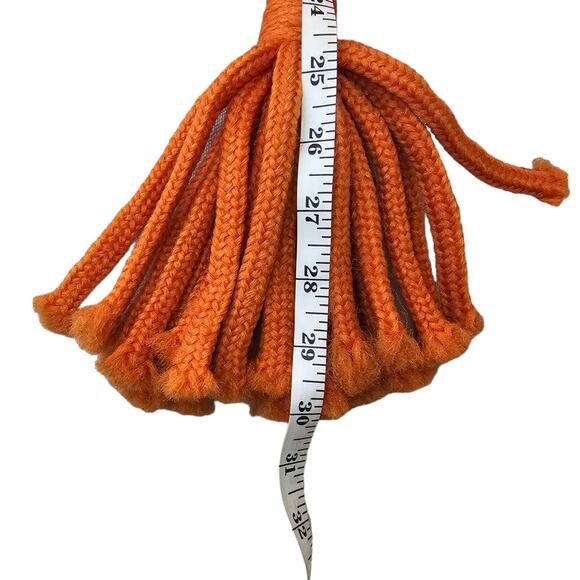Vintage 1970s Orange Macramé Owl Wall Hanging Retro Wood Beads Boho Fall Autumn - Picture 8 of 13